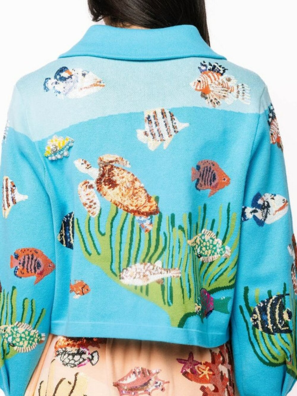 NWT Queen of Sparkles Blue Under the Sea Button-Up Collar Cardigan - Picture 3 of 4